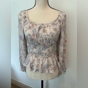 Wild Skye  Floral Crop Top Ruffles Boho Style Pink White NWT